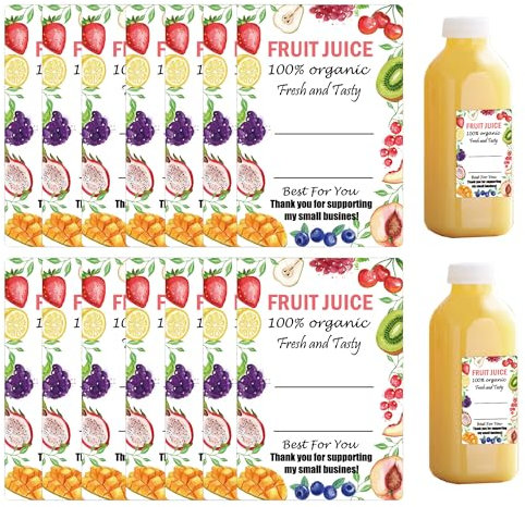 Plastic Juice Bottle Labels 1.6 x 2.4 Inch for Bulk Containers - Fruit Drink Canning Stickers for 12oz 8oz 4oz Milk and Other Beverages - 120 Pcs