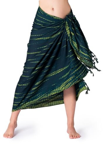 PANASIAM Sarong tiedye style, moss green yellow, 190x116cm