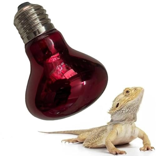 Infrared Reptile Heat Lamp Bulb, E27 Basking Spot Lamp, Tortoise Heat Lamp Bulb, Red Reptile Heating Bulb for Amphibian, Tortoise, Spiders, Snakes, Bearded Dragon, Lizard, Chicks (25W)