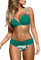 Dokotoo Damen Bikini Set Sexy Push Up Badeanzug Zweiteilige Bademode Swimsuit Blumen Grün, S