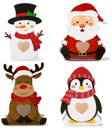 BETESSIN 24 Stück Geschenkboxen Weihnachten - Papierschachtel mit Weihnachtsmotiven - Weihnachtstüten für Adventskalender zum Befüllen - Kleine Tüten für Kleinigkeiten und Geschenke