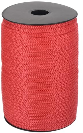 sourcing map Corde tressée en polypropylène de 5 mm - 100 m - Corde utilitaire creuse pour corde à linge, camping, randonnée, extérieur - Rouge