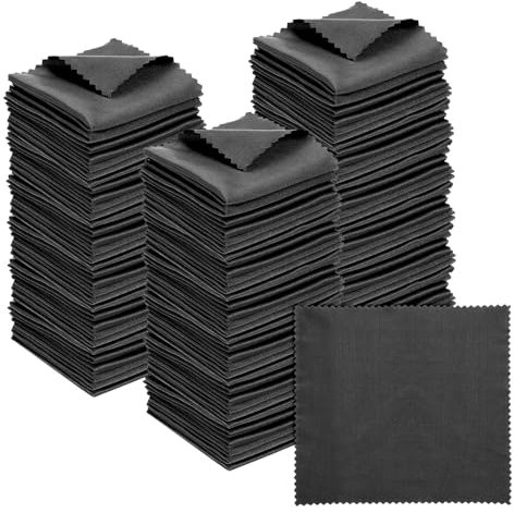 PATIKIL Eyeglass Microfiber Cleaning Cloth 5.5x5.5, 100 Pack Glasses Cleaning Cloth Soft Wipe Screen Cloth for Camera Lens Eyeglasses Screens, Black