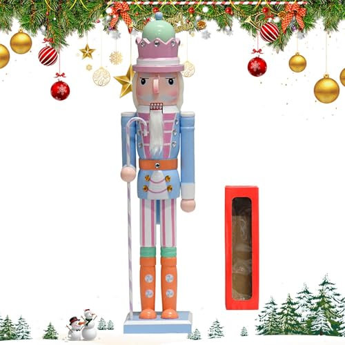 Casse-noisette de Noël en bois - 50 cm - Décorations de Noël colorées - Fournitures de fête pour table de bureau
