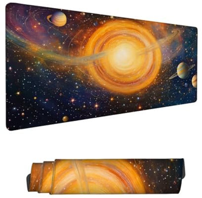 Gaming Mouse Pad 62.99x31.51x0.12in Large Mouse Mat Starry Sky Mouse Pad,Desk Mat Planet Mousepad with Stitched Edges,Keyboard Mat with Water Resist Surface,Improved Precision and Speed,Gifts Hs-876