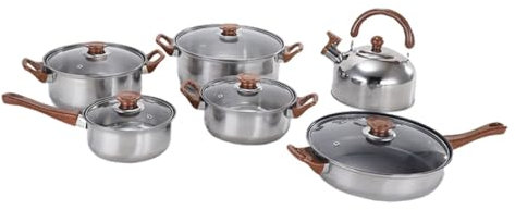 Ciieeo Ensemble De 12 Casseroles En Acier Inoxydable Poêle Avec Couvercle Casseroles Marmites Marmite À Soupe Marmite À Nouilles Poêle De Cuisine