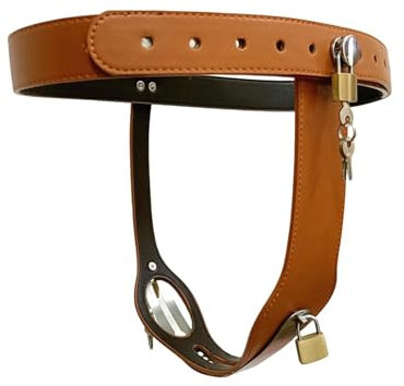 Taisei SM Unisex Einstellbar Keuschheitsgürtel Frauen Leder Bondage Unsichtbare Unterhose mit Schloss SM Keuschheitsgürtel Sexspielzeug für Frau(B)
