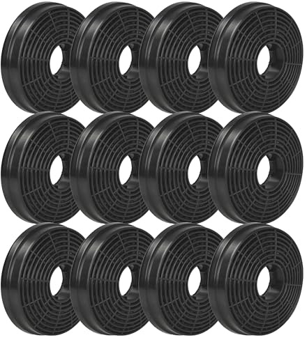 vhbw 12x Aktivkohlefilter kompatibel mit Respekta CH 22010-90 S | CH 21060 W, CH 21060 S, CH 0190 IXB Dunstabzugshaube - 10,5 cm