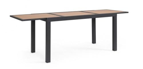 KONTE.DESIGN Ausziehtisch HILIJA Holzoptik und Gestell aus Aluminium anthrazit 140 x 77 cm - 210 x 77 cm