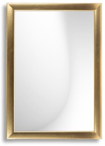 Infantasie N°3 Ganzkörperspiegel mit Rahmen nach Maß 40x120 cm, Gold | Echtglas, abgerundete MDF-Profilleiste 38 mm foliert, HDF-Rückwand, Aufhängung horizontal/vertikal, handgefertigt