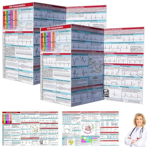 EKG Pocket Guide, EKG Lineal, Doppelseitige EKG Taschenhandbuch