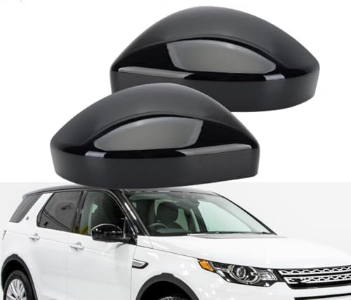 Pair Gloss Black Wing Mirror Cover Caps For Jaguar/Land Rover 2014-2022 | Clip-on, ABS Waterproof, For F-Pace E-Pace, For Range Rover Evoque/ Discovery Sport, Driver & Passenger Side, EJ3217E702AA