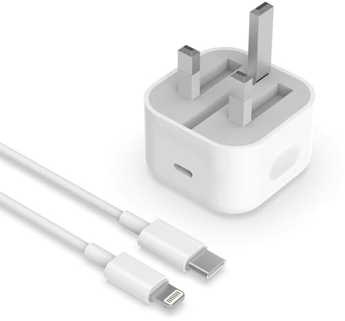 iPhone Charger Plug, MFi Certified 20W PD USBC Power Adapter UK Type C Fast Charger Plug with USB C to Lightning Cable 2m for iPhone 14/14 Plus/14 Pro Max/13/12/11/XS/XR/XS/8 Plus, iPad Air, AirPods