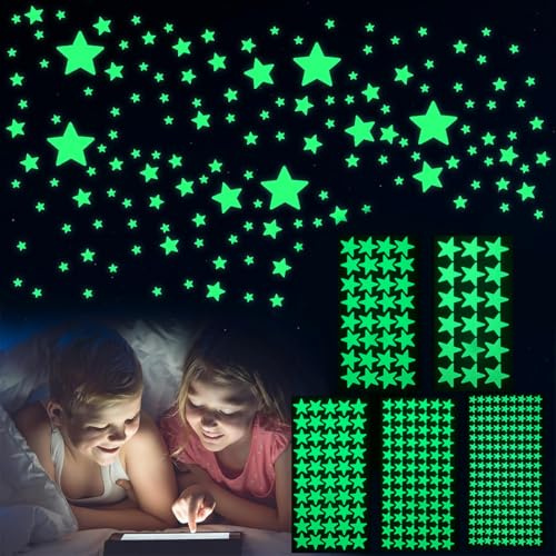 316 St Leuchtsterne Kinderzimmer, Leuchtsterne Wandsticker Kinderzimmer,Glow in the Dark Sterne Sternenhimmel Leuchtaufkleber für Decke und Wand,DIY fluoreszierende Leuchtsterne Wandtattoo, 5 Größen