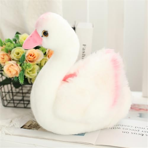 Xiyocadt Schwan Stofftier Kuscheltier,Schwandeko Simuliertes Tier Kawaii Schwarzer Schwan PlüSch,PlüSchtier WeißEr Schwans Kinder Spielzeug,FüR Paare Geschenk Kinder Geburtstag (35cm,Weiß)