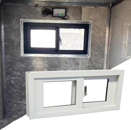 ZIUSFAC Ventana De Repuesto para Casa Móvil Ventana De Sótano 50×43cm 80×50cm Ventana Corrediza Pequeña Ventana De Cobertizo De Aluminio Montaje Empotrado(White,(WxH) 100x50cm/39x20)