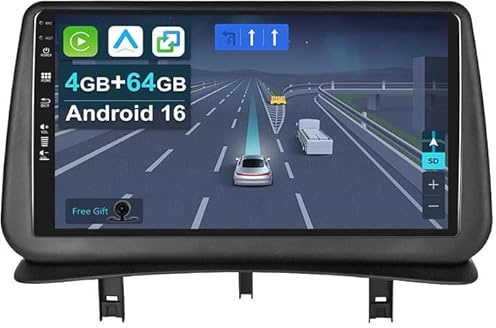 KEC [4+64G] Android 16 Car Stereo Radio for Renault Clio 3 2005-2014-IPS 9 Inch 2 Din Head Unit with Carplay | Android Auto | Mirror Link | GPS Navigation Navi | Bluetooth | Camera