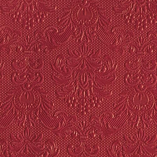 Servietten Papier 25x25cm 3-lag. 15 Stück mit Ornamenten geprägt - hochwertig & nachhaltig - Einweg Papierservietten für Hochzeit Dinner Gastronomie Party - Cocktailservietten dunkel-rot