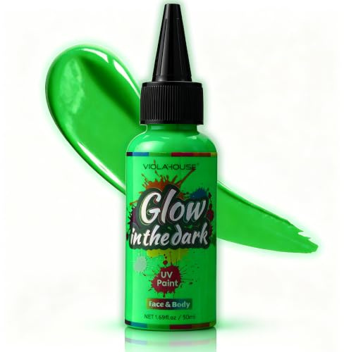 VIOLA HOUSE Pintura Que Brilla En La Oscuridad, Lavable Y De Larga DuracióN -Pinturas Corporales Neón, Pinturas Faciales Fluorescentes, Para Efectos Especiales En Fiestas Y Cosplay (Verde)