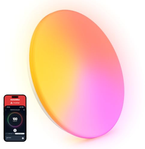 SwitchBot RGBICWW Deckenleuchte 37,6cm, Matter LED Deckenlampe 3200LM, 32W | 2700–6500K, LED Deckenleuchte Dimmbar Kompatibel mit Alexa & Apple Home, CRI 90+, Deckenlampe LED für Schlafzimmer, flur