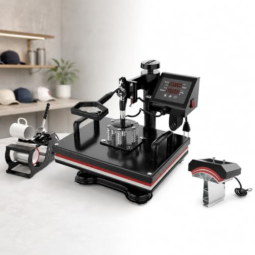 Machine de presse à chaud huit en un, entraînement manuel, 110-220V | Le levier ergonomique assure une pression douce et uniforme sans endommager les tissus.