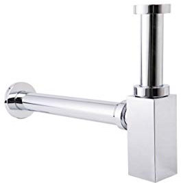 Aquariss Luxury Chrome Minimalist Small Square Bottle Trap Waste for Bathroom Wash Basin Sink