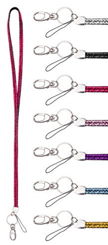 Karteo Schlüsselband mit pink glitzernden Strass Steinen besetzt [1 Stück] Kristall Bling Rhinestone glitzer Lanyard für Ausweishüllen Kartenhalter Schlüssel und Ausweise