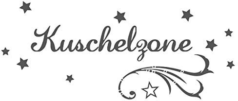 timalo® Wandtattoo fürs Wohnzimmer 'Kuschelzone mit Sternen' | 68001-a1-schwarz-180x76