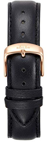 Sailor Damen Herren Leder Armband Basic Black schwarz BSL101-2020-20, Breite Armband:18mm (schmal), Farbe Edelstahl:Rosègold