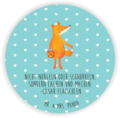 Mr. & Mrs. Panda Rund Magnet Fuchs Laterne - Geschenk, Dekomagnet, Motivmagnete, Cäsar Otto Hugo Flaischlen, Kühlschrankmagnet, Füchse, Kühlschrank