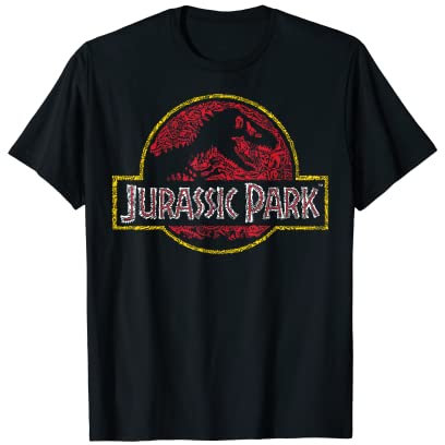 Jurassic Park Classic Fossil Build Up Logo T-Shirt