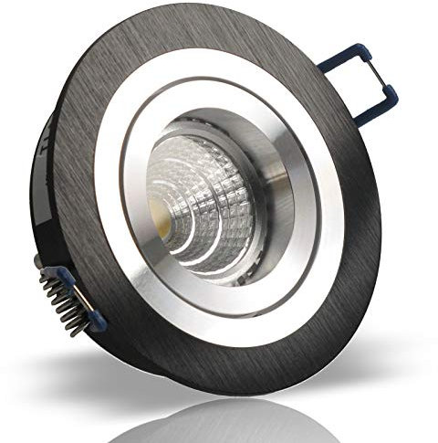 trendlights24 Noble Decken Einbauleuchte 10x Schwarz rund 230V Hochvolt GU10 schwenkbar - ohne Leuchtmittel - Aluminium Einbaustrahler Einbauspot