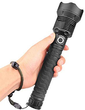 Torcia LED Torcia Ricaricabile USB IPX6 Impermeabile Super Bright 90000 Lumen Torcia telescopica Zoom con 3 modalità per l'escursionismo Camping attività all'aperto (Torcia Xhp70 + 26650 + cavo USB)