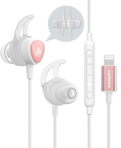 ADPROTECH - Auricolari magnetici in-ear MFi certificati con microfono controller per allenamento sportivo, compatibili con iPhone 11/Pro Max/Xr/Xs Max/X/8/7 rosa e oro Oro rosato