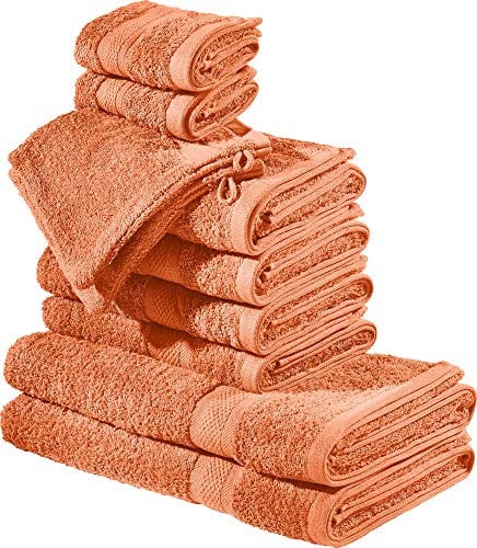 REDBEST Frottier-Set 10-TLG. Chicago Terra Größe - Handtuch, Duschtuch, Gästetuch, Waschhandschuh - saugstark, strapazierfähig, ideal für Reisen, Sport
