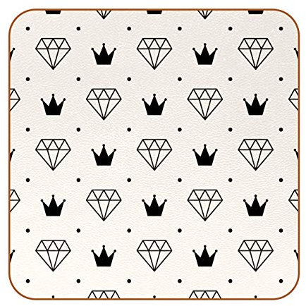 Diamond Amd Crown Muster PU-Leder Untersetzer für Getränke, 6 Stück quadratische Getränkeuntersetzer Tassen Platzsets für Zuhause oder Bar, Einweihungsgeschenk