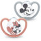 NUK Space Schnuller | 0–6 Monate | Schnuller mit extra Belüftung | BPA-freies Silikon | Disney Mickey Maus | grau und rosa | 2 Stück