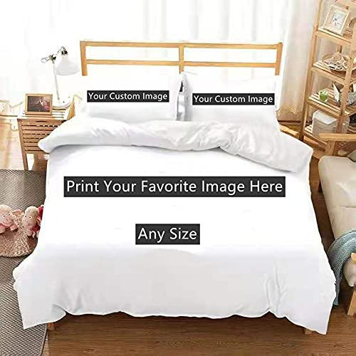 CHAOSE Personalisierte Foto Bettbezüge Bettwäsche-Set, individuelles Foto-Text-Bettwäsche-Set, Single Double Soft 3D gedruckte Bettwäsche Kissenbezug (135_x_200_cm)