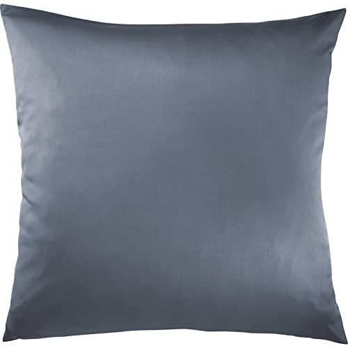 Pure Label Mako Satin Kissenbezug 50x50 cm aus 100% Baumwolle in dunkelblau - Traumhaft weiches Deko Kissen passend zu unseren Bettwäsche Sets