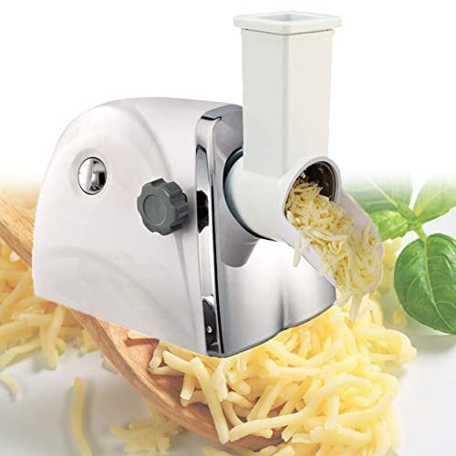 FZYE Parmesan Cheese Grater, Rotary Electric Cheese Grater Machine Stainless Steel Vegetable Shredder Cheese Grinder with 3 Grater Drums