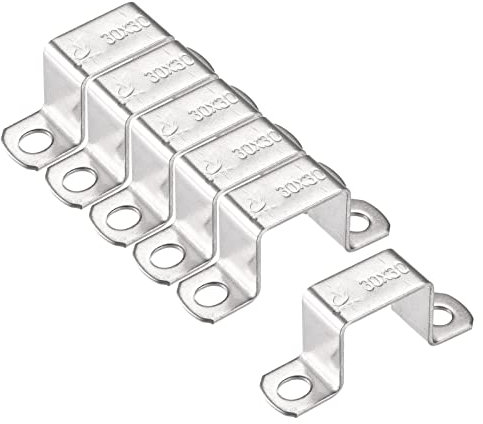 sourcing map Lot de 6 équerres de connexion en forme de U 28 x 32 mm en acier inoxydable 304 pour porte fermée