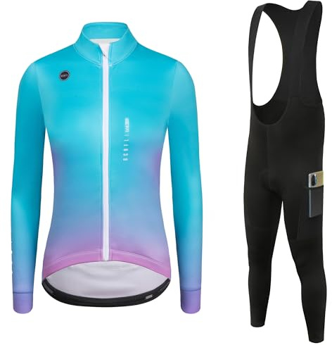 GCRFL Winter Thermo Damen Fahrradjacke Winddicht Kaltes Wetter Fahrradhose Fahrradbekleidung Set Softshell Windbreaker