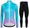 GCRFL Winter Thermo Damen Fahrradjacke Winddicht Kaltes Wetter Fahrradhose Fahrradbekleidung Set Softshell Windbreaker, Blaues Set, XX-Large