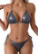 Tainehs Bikini für Damen, Neckholder, Dreieck-Design, sexy Tangahöschen zum Binden auf beiden Seiten., Schwarz Bling, Large