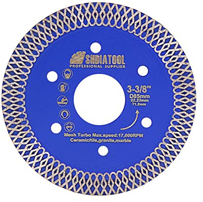 SHDIATOOL Diamond Cutting Disc 85mm 3-3/8Inch Super Thin X Mesh Turbo Saw Blade for Tile Marble Ceramic Porcelain