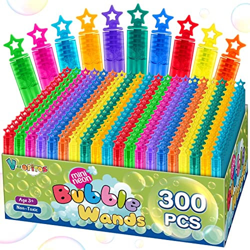 200 Pcs Mini Bubble Wands in 10 Colors, Bulk Party Favors for Kids, Themed Birthday, Christmas, New Year, Valentine, Carnival, School Classroom Prizes for Boys & Girls, Ideal Goodies Bags Stuffers