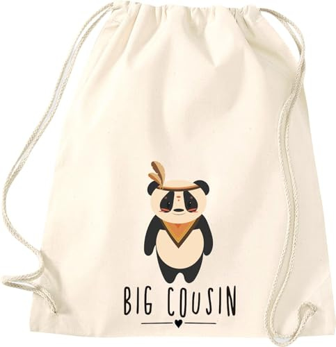 Kleckerliese Turnbeutel Schule Kindergarten mit Tiermotiv Panda Pandabär Tier Indianer Big Cousin Kinder Rucksack Tasche