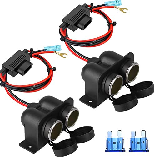Zigarettenanzünder Verteiler Kfz zigarettenanzünder Adapter, Wasserdicht Marine Grade 12V / 24V Gleichstrom-Feuerzeug Doppelloch steckdose[Zwei Spezifikationen] (2022 Modelle(2 Stück))