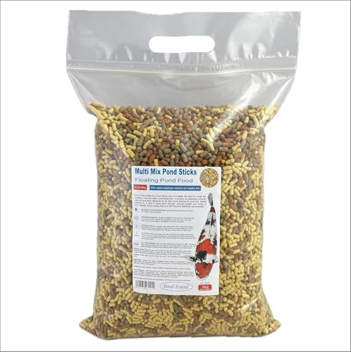 Pond Friend Food Sticks Multi-Mix Variety Blend Of Staple Growth Koi & Colour Fish Food - 2kg 10L)