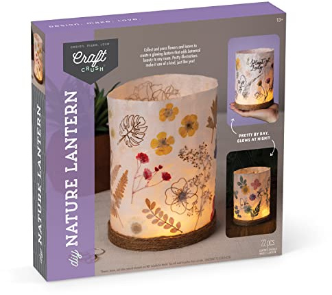 Craft Crush Nature DIY Lantern Making Kit - Bring Nature Inside - Garden Decor, Art Project, Creative Activities for Birthday, Parties, School - Art Supplies - Art & Craft Kit for Kids, Teens, Adults